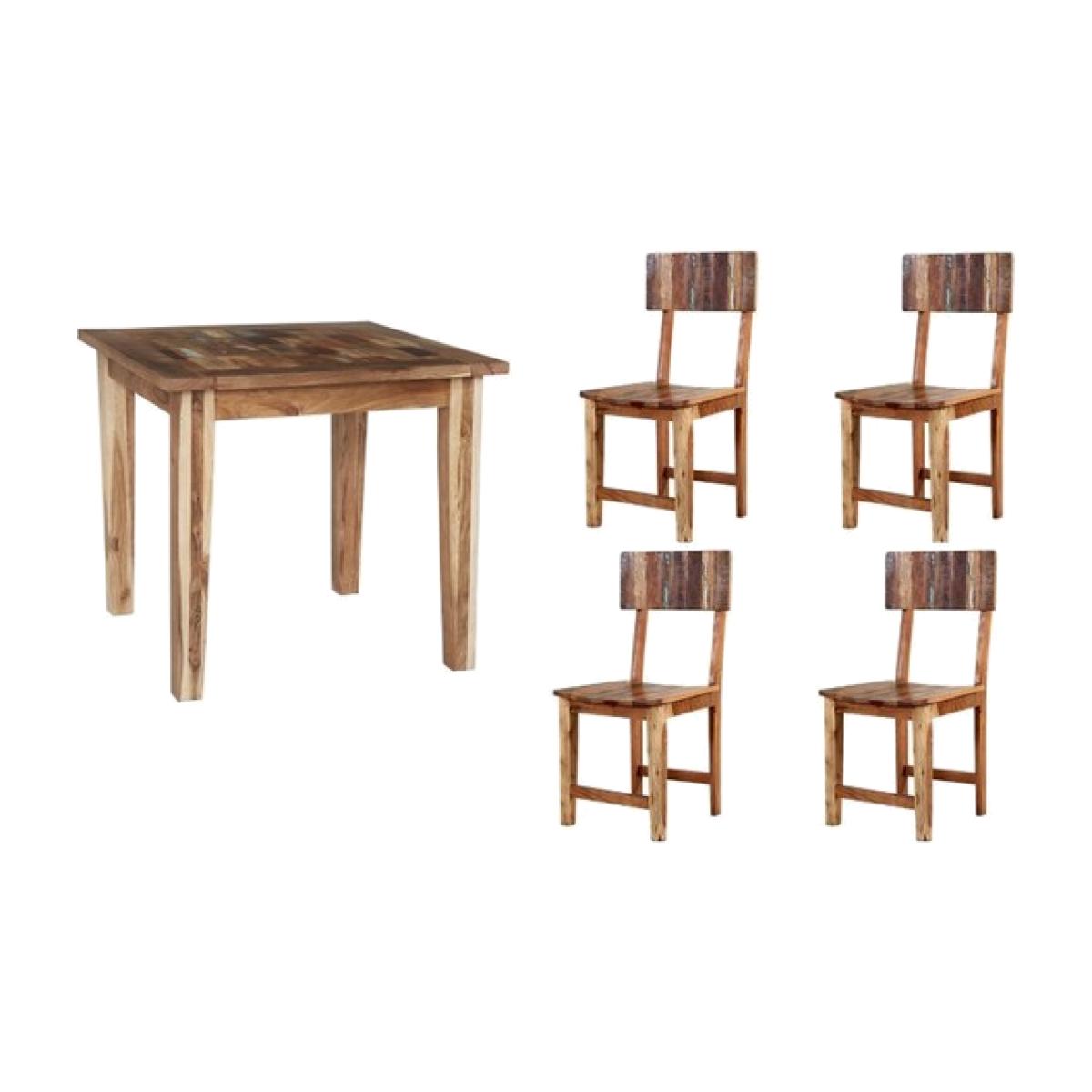 Reclaimed Boat Small Dining Table Set with 4 Chairs - Brown – image 1