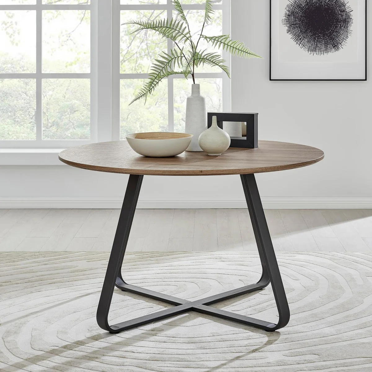 Santorini Round Wood Effect Dining Table 4 Mirelle Chairs - Lighht Grey – image 3