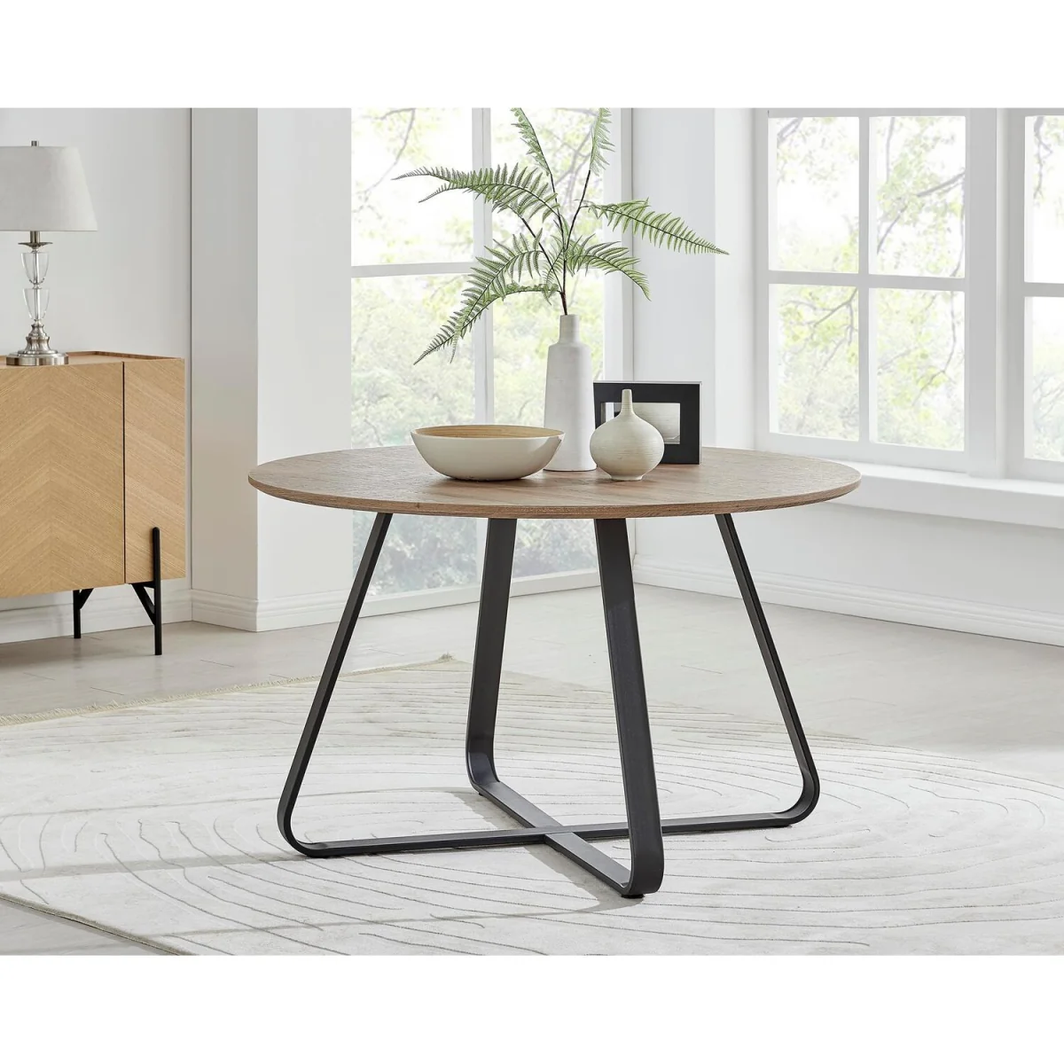 Santorini Round Wood Effect Dining Table 4 Mirelle Chairs - Lighht Grey – image 7