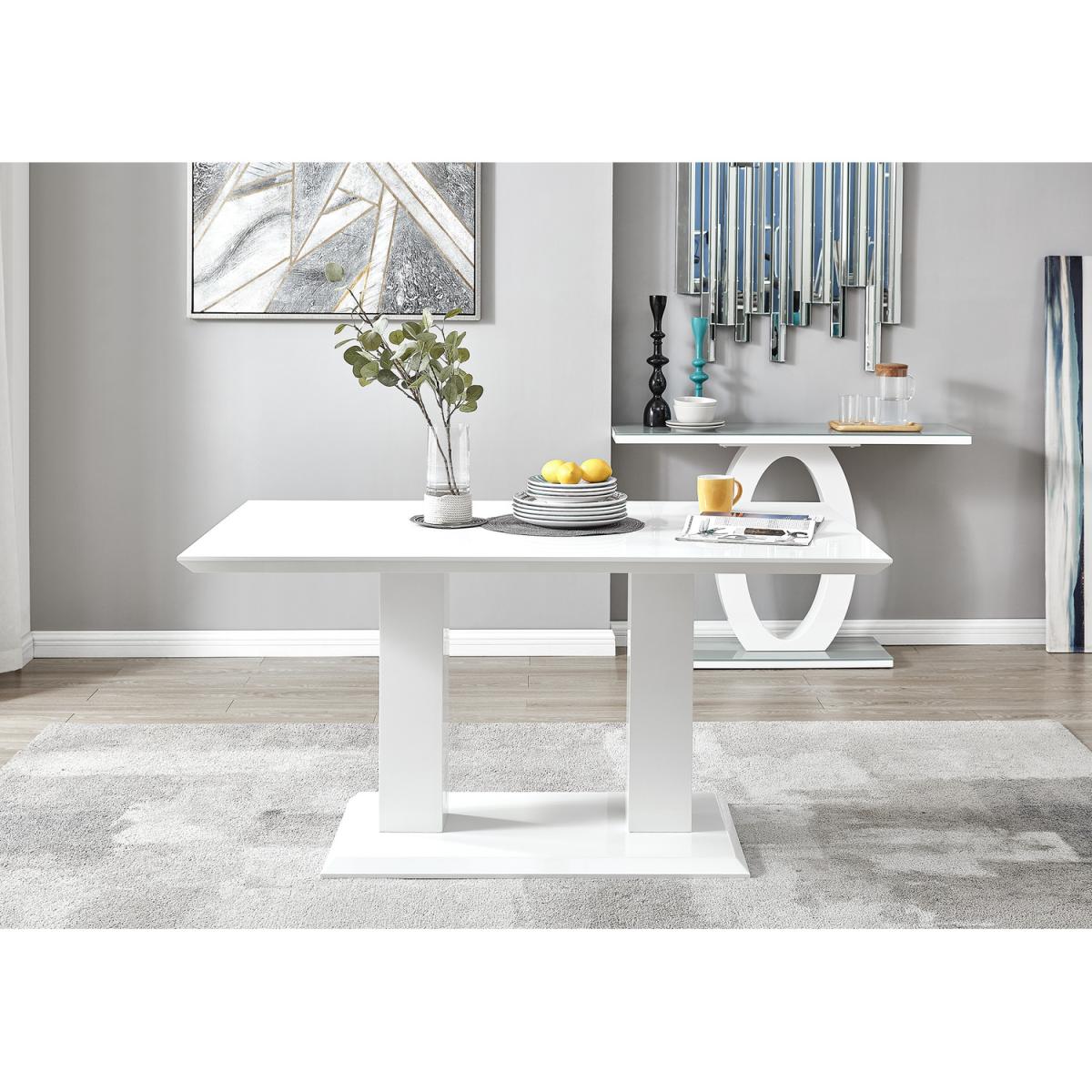Imperia White High Gloss Dining Table and 6 Willow Chairs Set - Grey – image 3