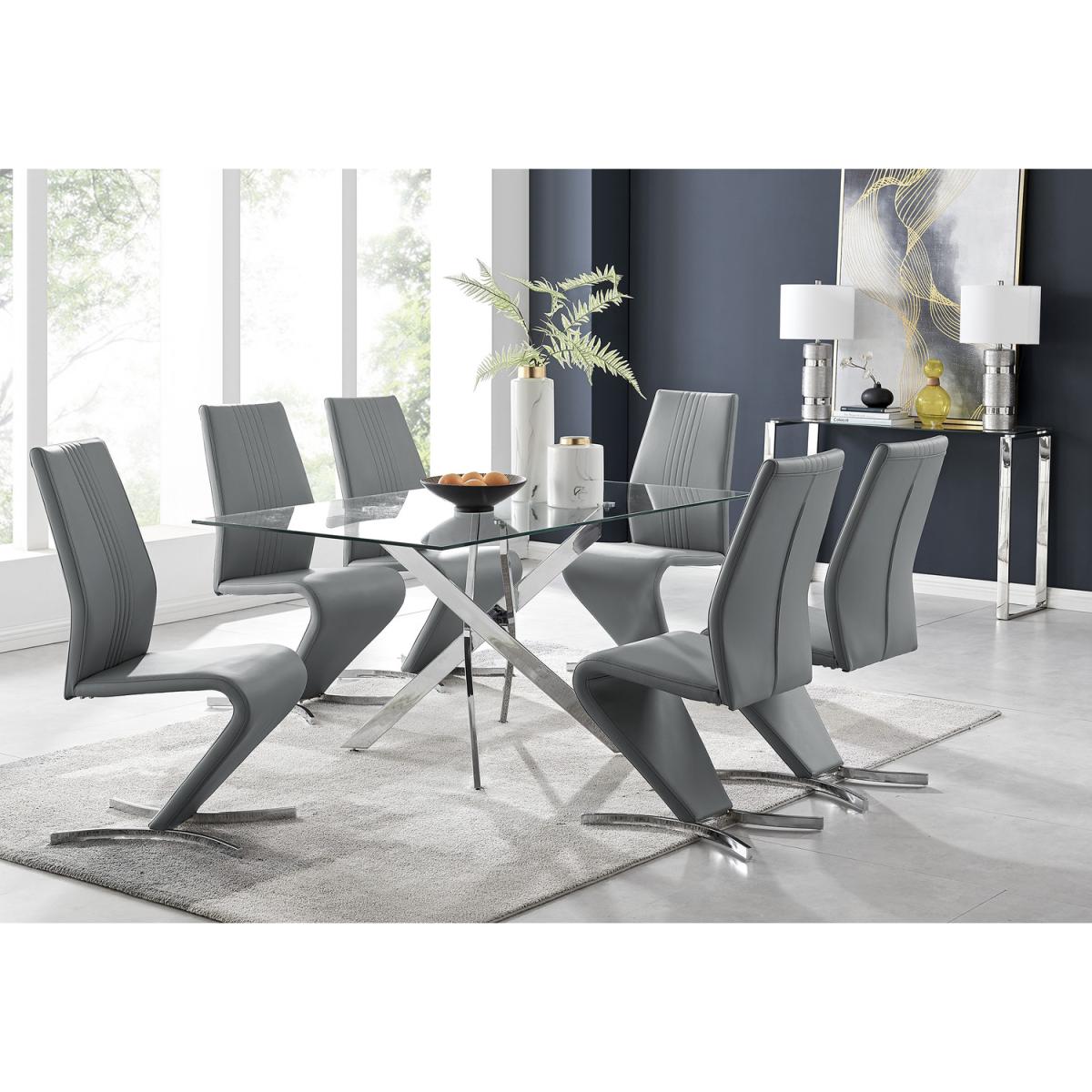 Leonardo Glass And Chrome Metal Dining Table And 6 Willow Chairs Dining Set - Black – image 14