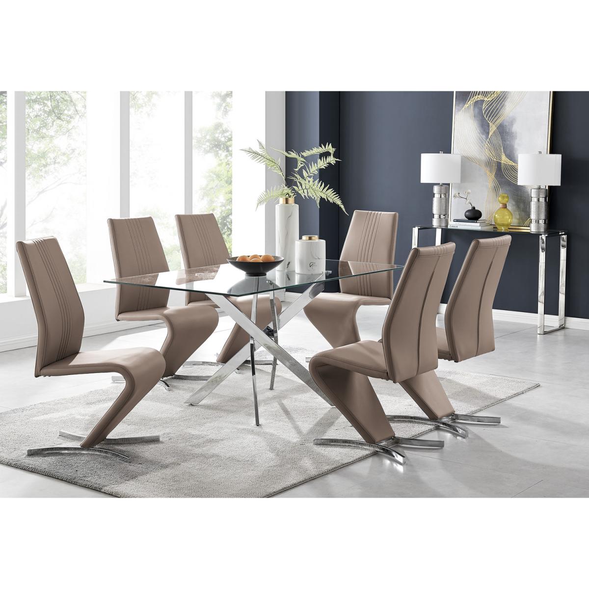 Leonardo Glass And Chrome Metal Dining Table And 6 Willow Chairs Dining Set - Black – image 16