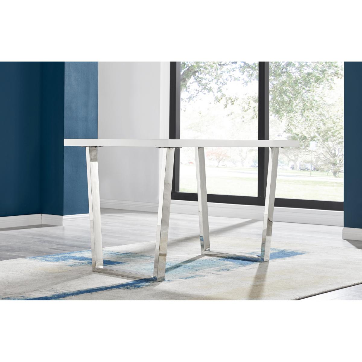 Kylo White High Gloss Dining Table  4 Pesaro Silver Leg Chairs - Black – image 10