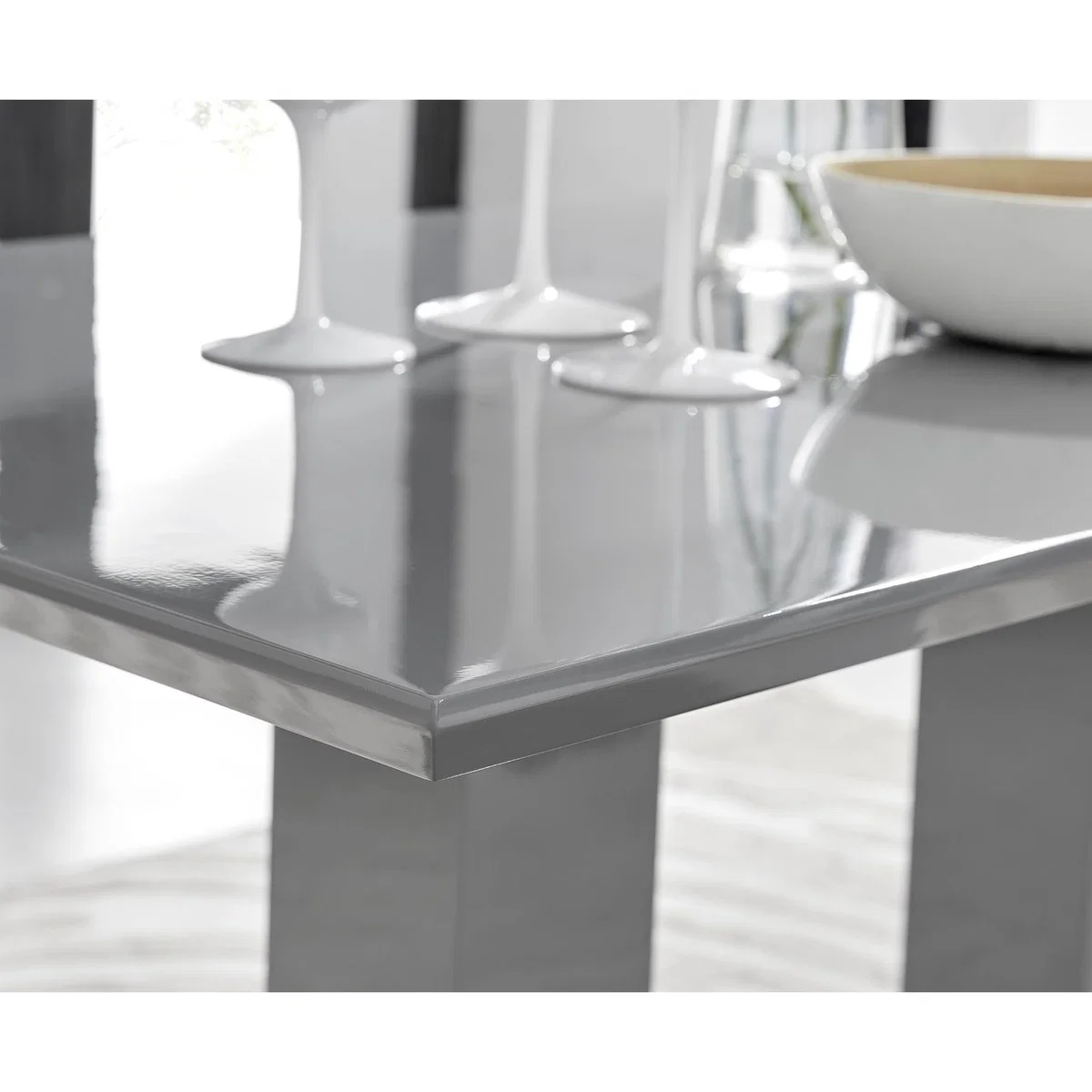 Imperia 6 Grey Dining Table and 6 Pesaro Black Leg Chairs - Blue – image 2