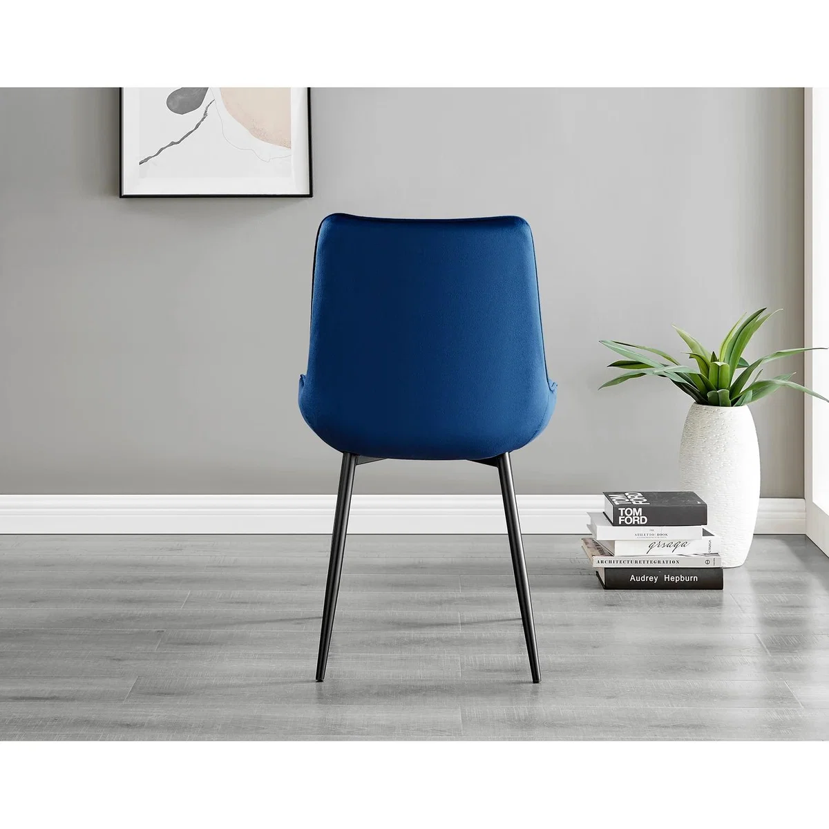 Imperia 6 Grey Dining Table and 6 Pesaro Black Leg Chairs - Blue – image 8