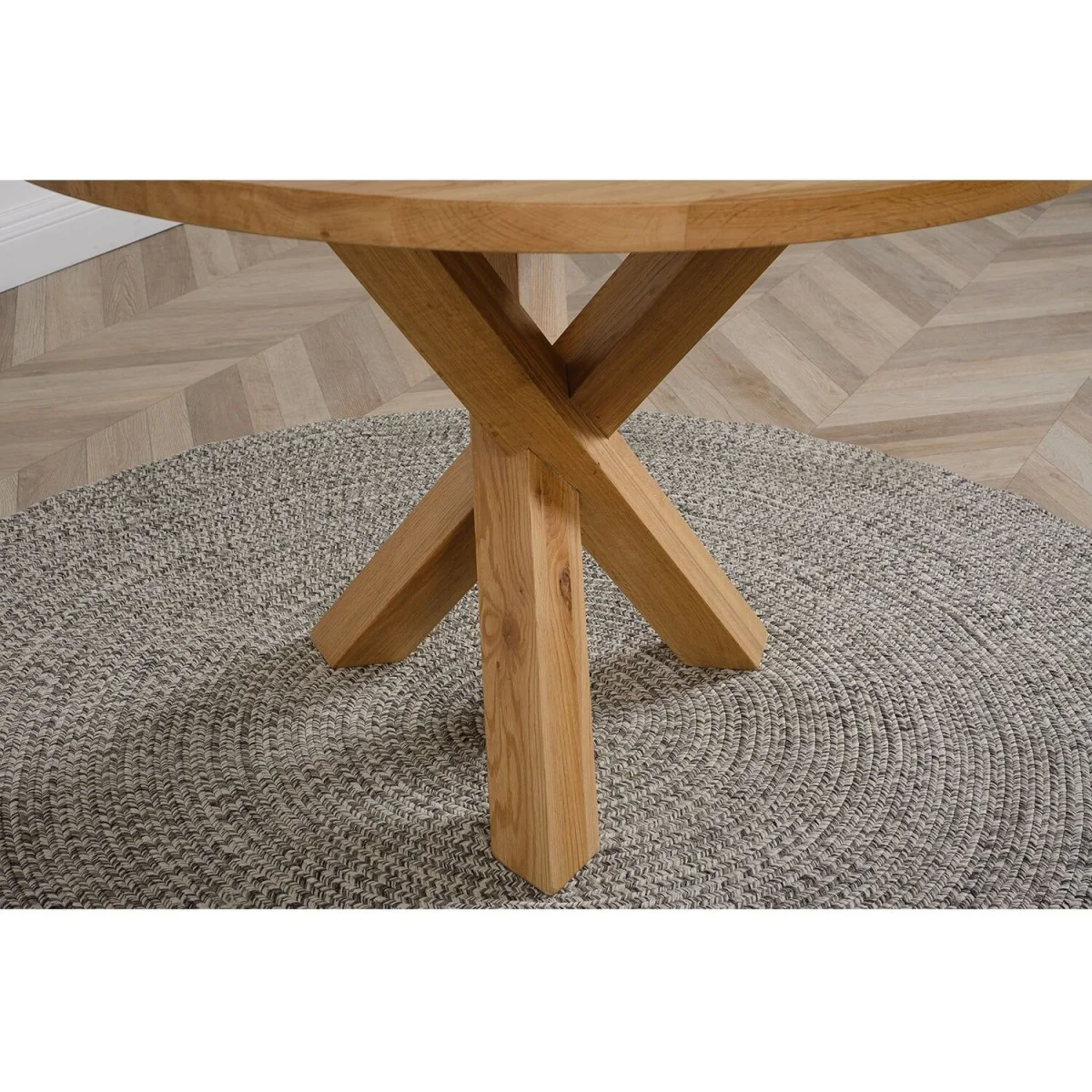 Oregon Round Oak Dining Table and 4 Harvard Chairs - Brown – image 11