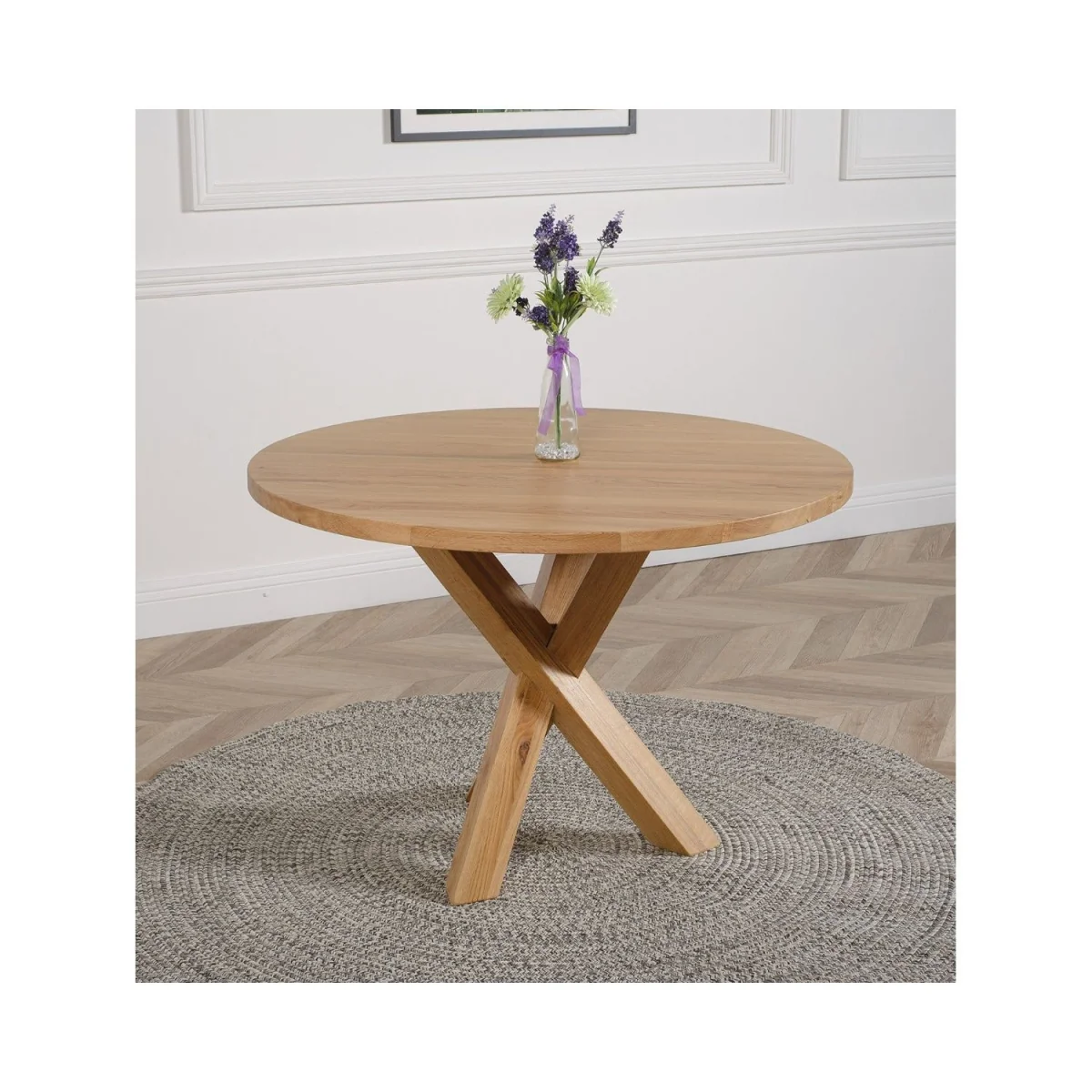 Oregon Round Oak Dining Table and 4 Harvard Chairs - Brown – image 7