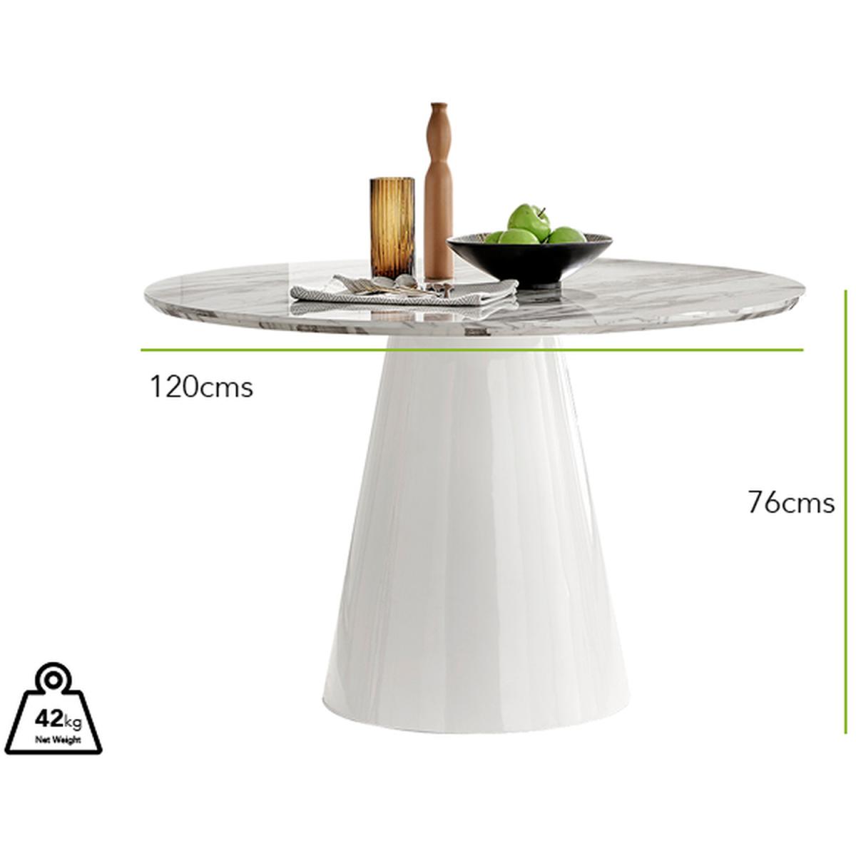 Palma White Marble Effect Round Dining Table Pesaro Silver Leg Chairs - Blue / Dining Table & 4 Chairs – image 3