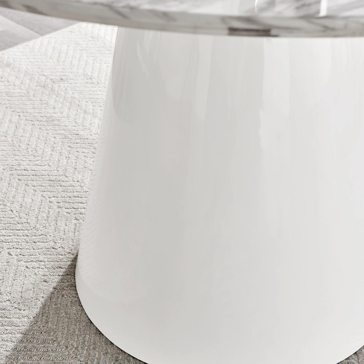 Palma White Marble Effect Round Dining Table Pesaro Silver Leg Chairs - Blue / Dining Table & 4 Chairs – image 6