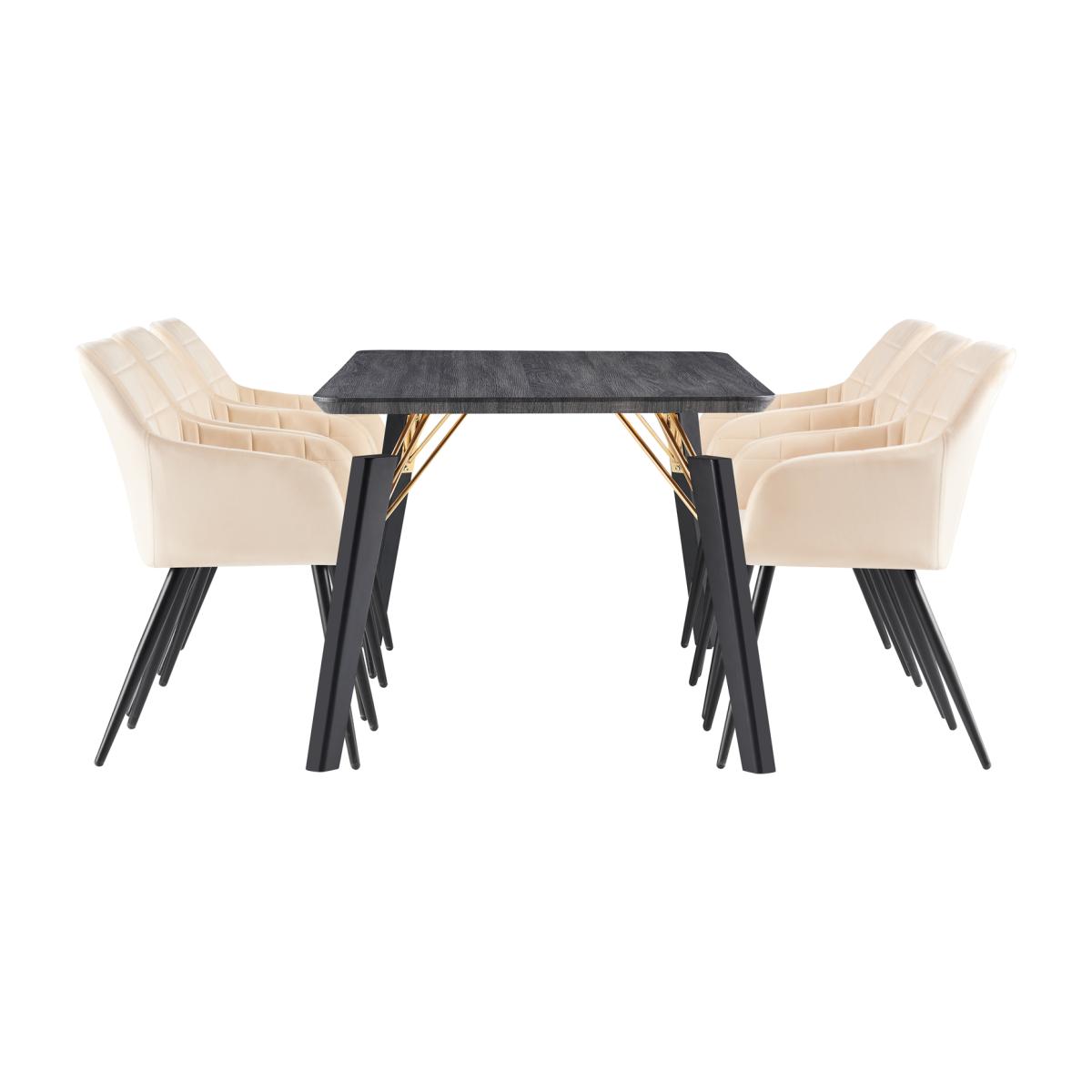 Camden Cosmo LUX Dining Set Includes a Table and Chairs Set of 6 - Cream – image 1