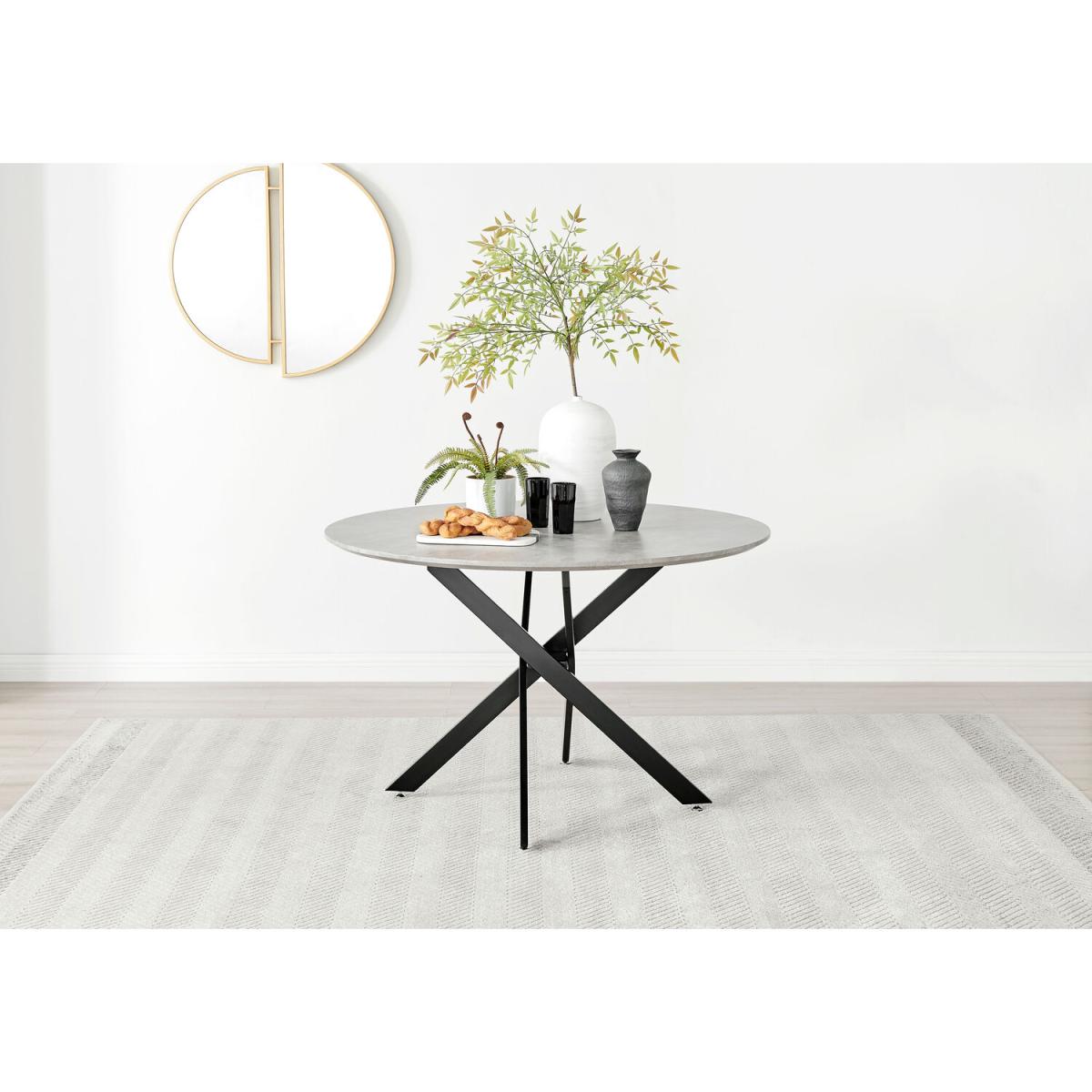 Novara Grey Concrete Black Leg 120cm Dining Table  4 Halle Chairs - Dark Grey – image 11