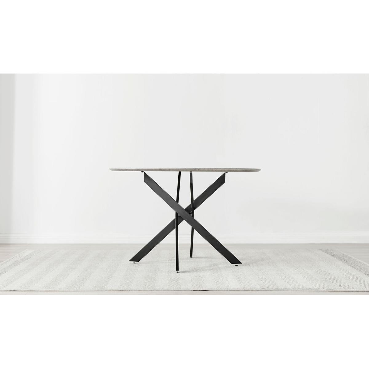 Novara Grey Concrete Black Leg 120cm Dining Table  4 Halle Chairs - Dark Grey – image 12