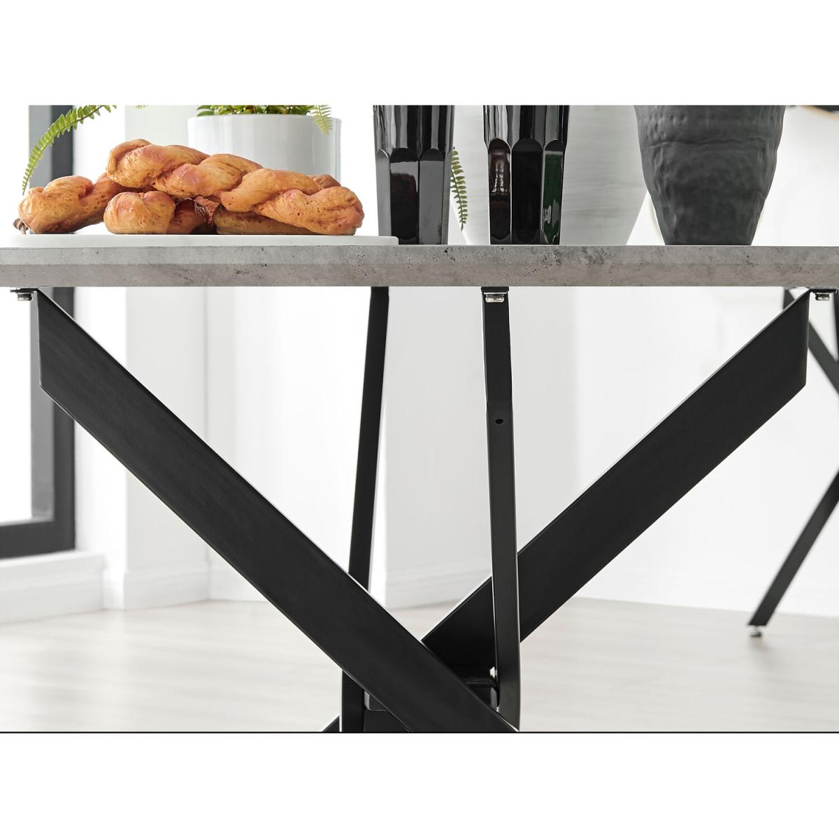 Novara Grey Concrete Black Leg 120cm Dining Table  4 Halle Chairs - Dark Grey – image 14