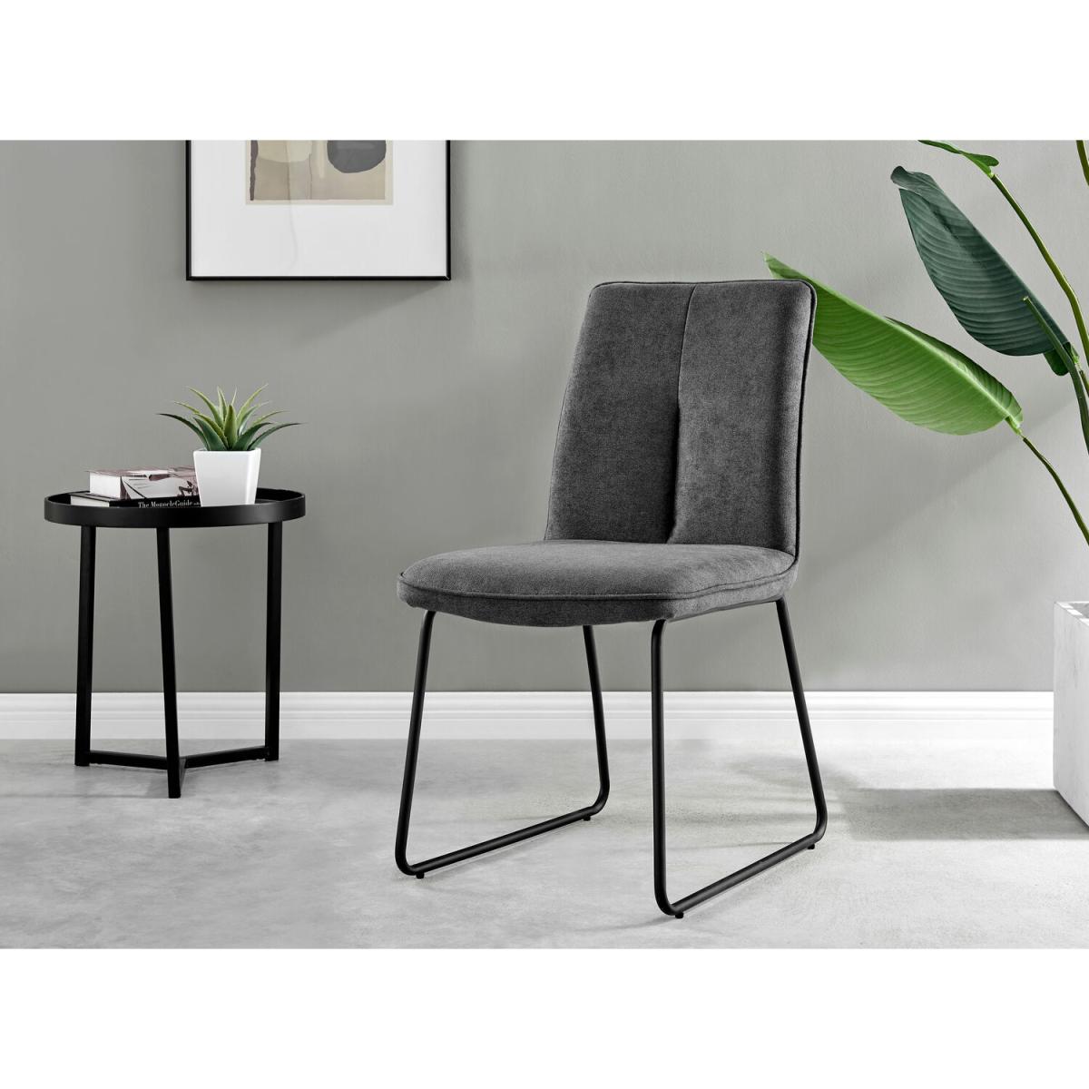 Novara Grey Concrete Black Leg 120cm Dining Table  4 Halle Chairs - Dark Grey – image 3