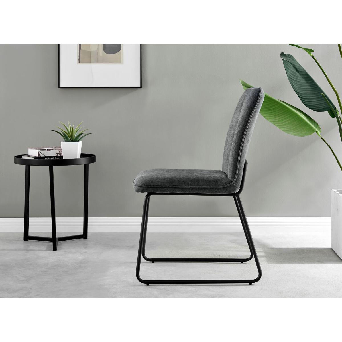 Novara Grey Concrete Black Leg 120cm Dining Table  4 Halle Chairs - Dark Grey – image 4