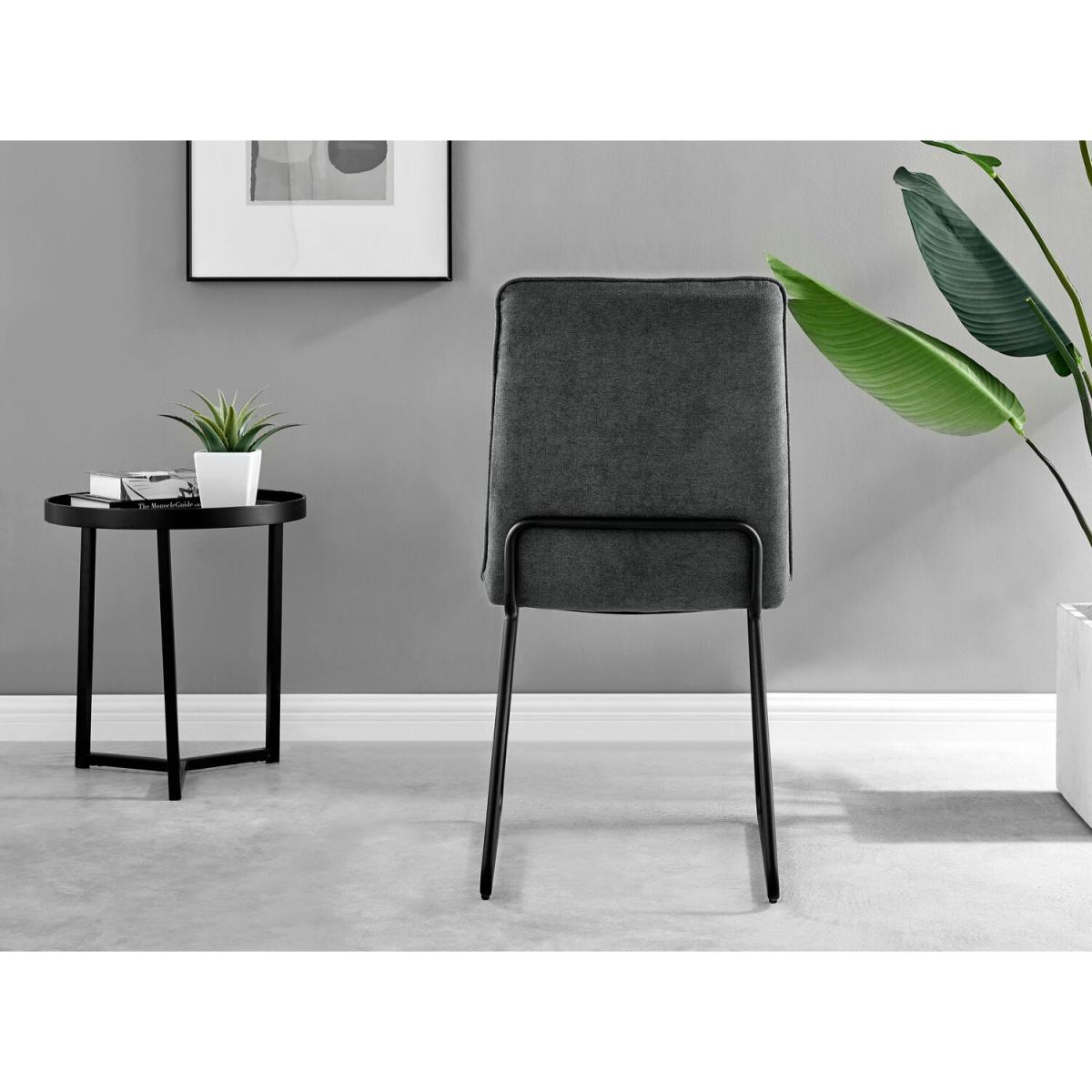 Novara Grey Concrete Black Leg 120cm Dining Table  4 Halle Chairs - Dark Grey – image 5