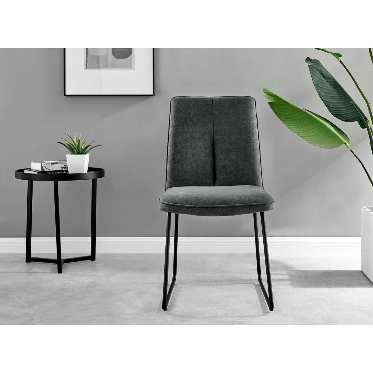 Novara Grey Concrete Black Leg 120cm Dining Table  4 Halle Chairs - Dark Grey – image 6