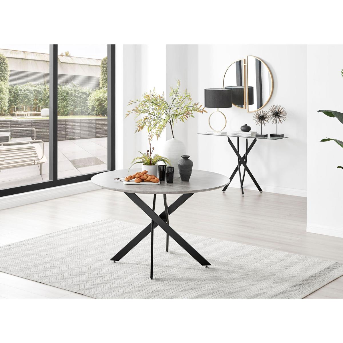 Novara Grey Concrete Black Leg 120cm Dining Table  4 Halle Chairs - Dark Grey – image 10