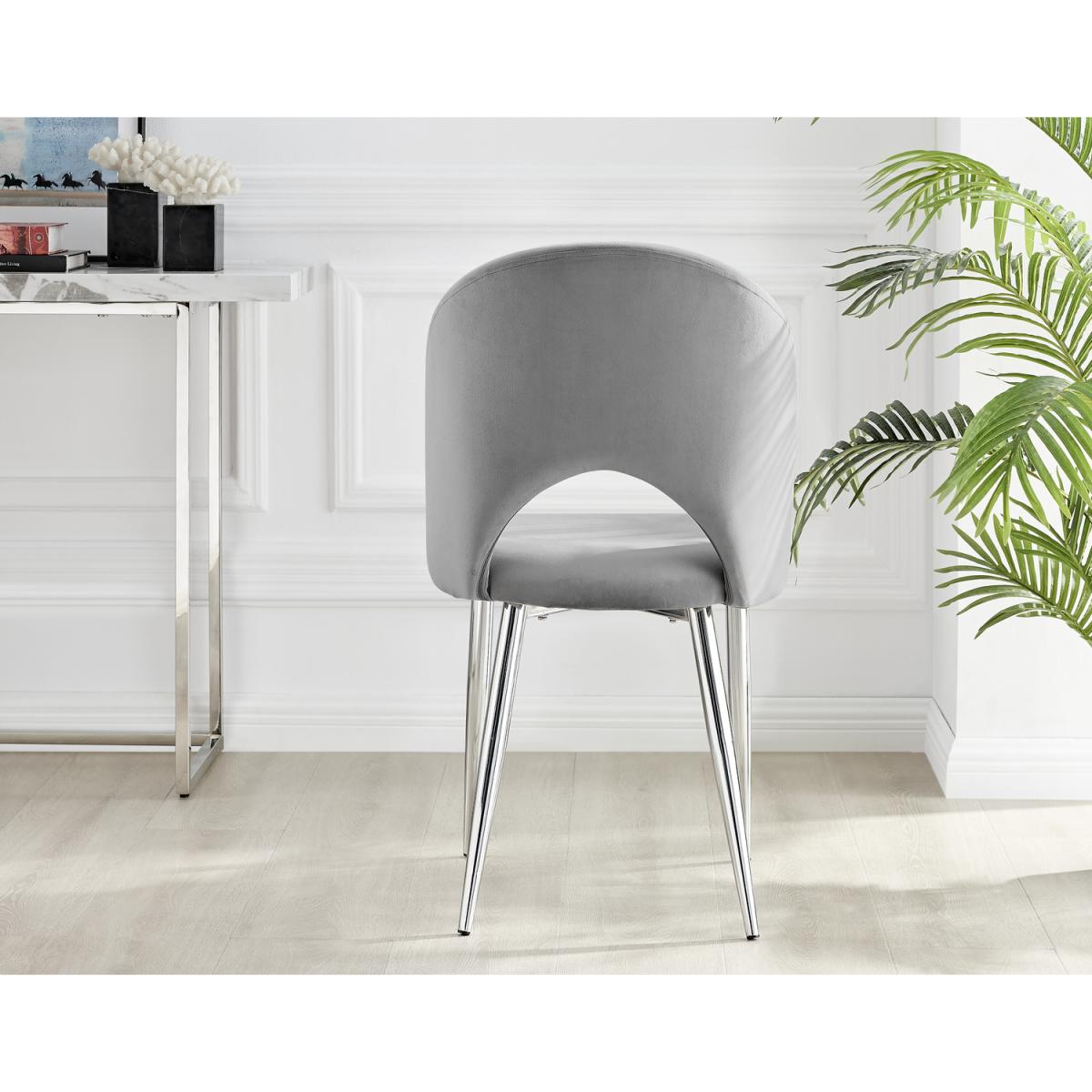 Palma White Marble Effect Dining Table and 6 Arlon Silver Leg Chairs - White – image 18