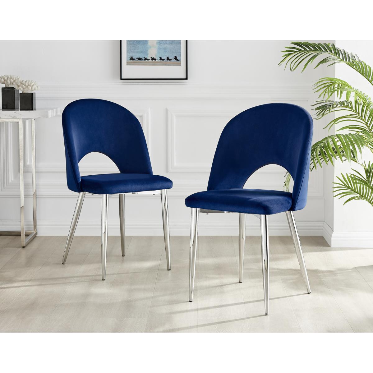 Palma White Marble Effect Dining Table and 6 Arlon Silver Leg Chairs - White – image 20
