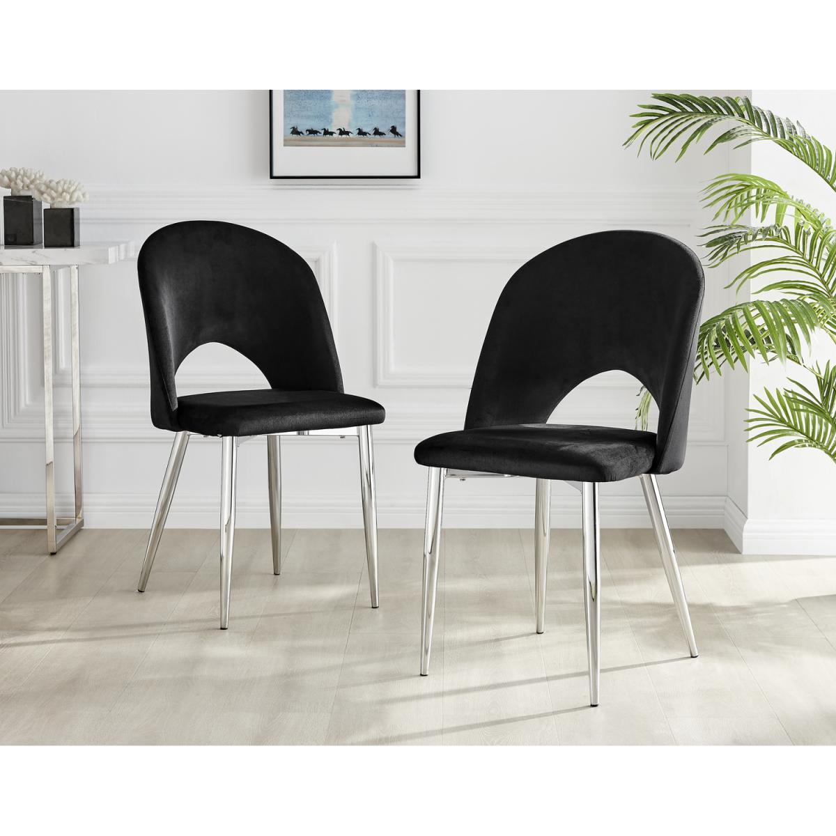 Palma White Marble Effect Dining Table and 6 Arlon Silver Leg Chairs - White – image 3