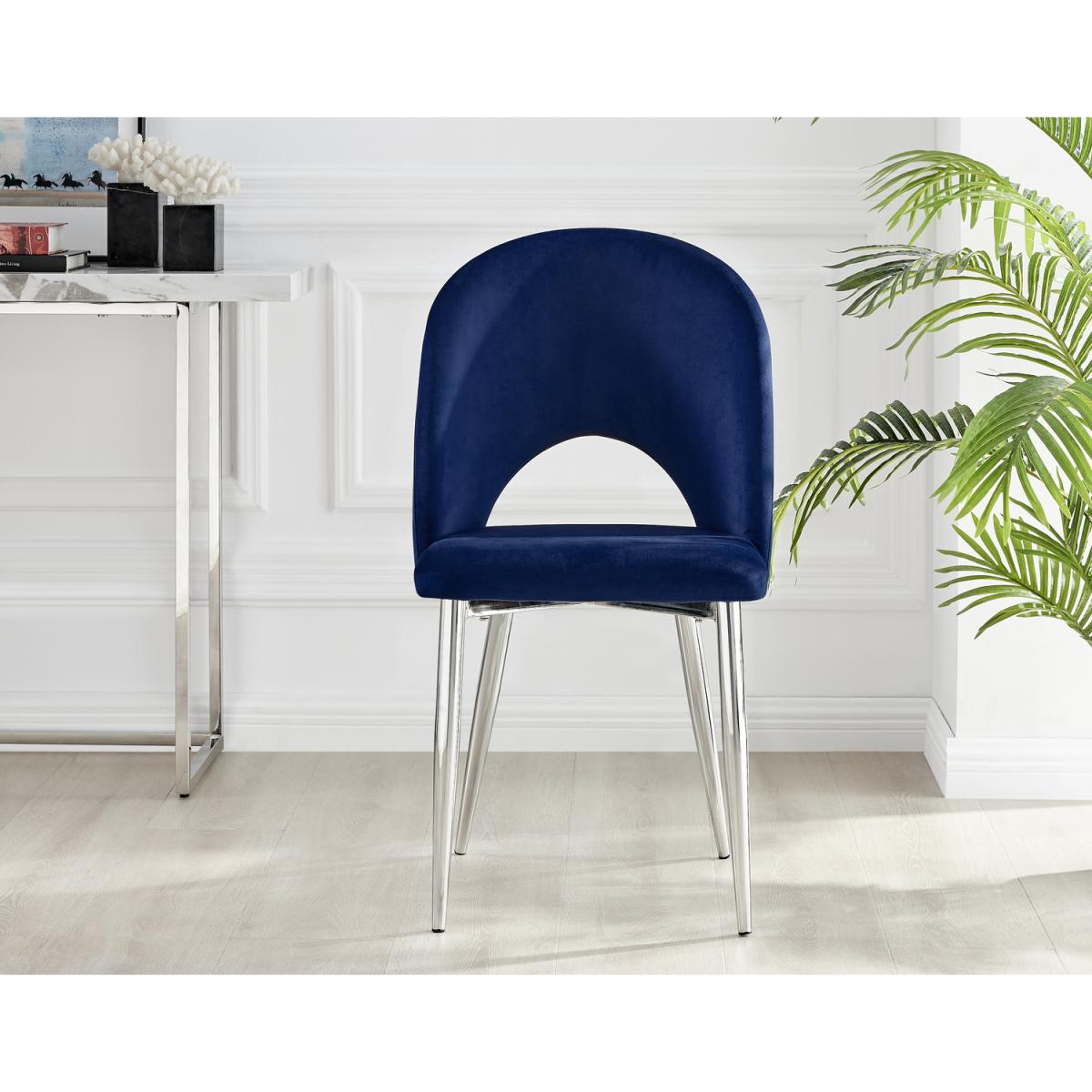 Palma White Marble Effect Dining Table and 6 Arlon Silver Leg Chairs - White – image 22