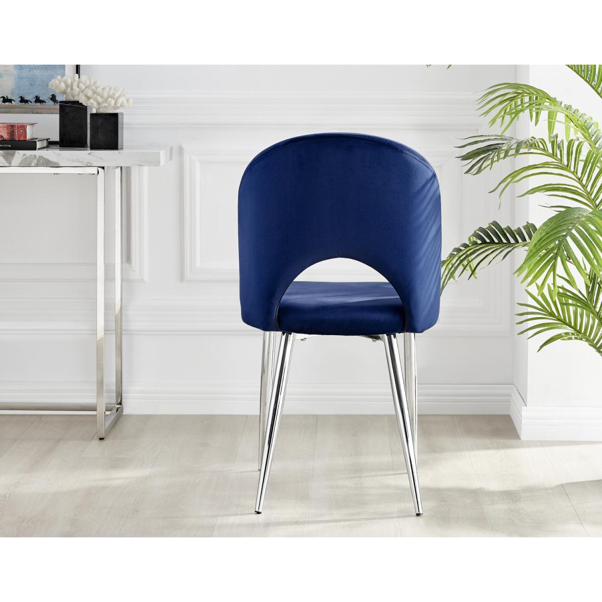 Palma White Marble Effect Dining Table and 6 Arlon Silver Leg Chairs - White – image 25