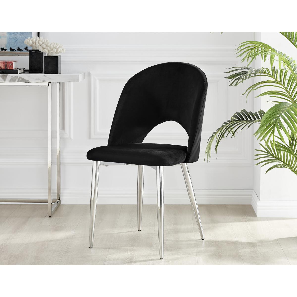 Palma White Marble Effect Dining Table and 6 Arlon Silver Leg Chairs - White – image 4