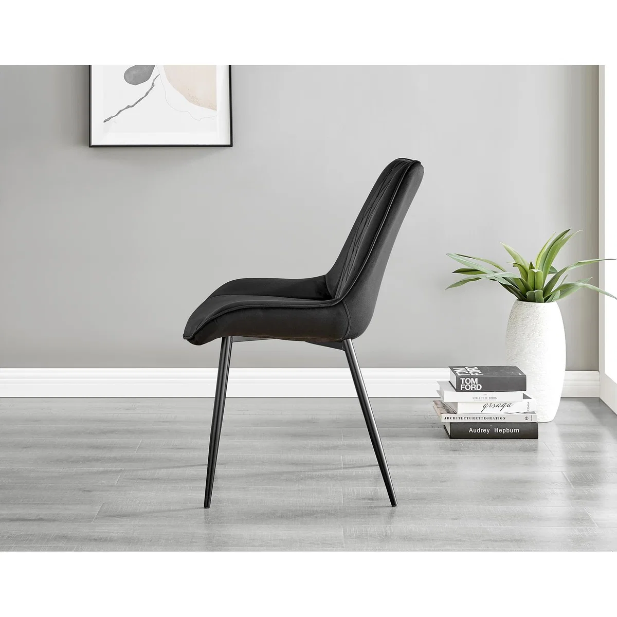 Lira 100cm Grey Metal Extending Dining Table 4 Pesaro Black Leg Chairs - Cream – image 33