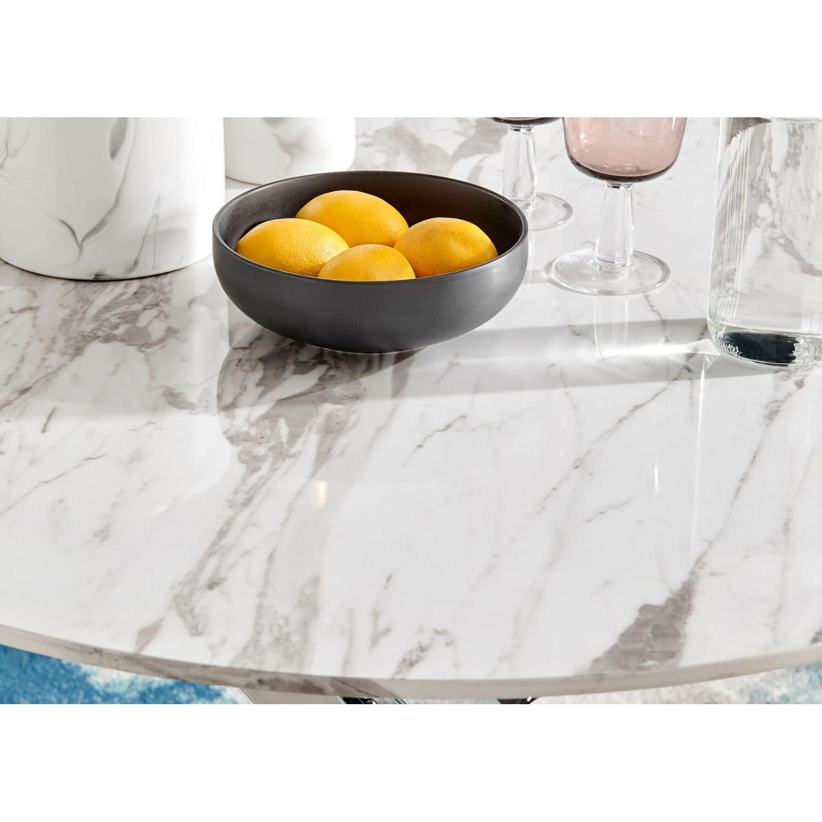 Novara White Marble Effect Dining Table and 4 Pesaro Silver Chairs - Navy – image 12