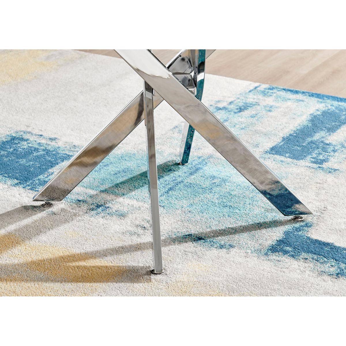 Novara White Marble Effect Dining Table and 4 Pesaro Silver Chairs - Navy – image 13