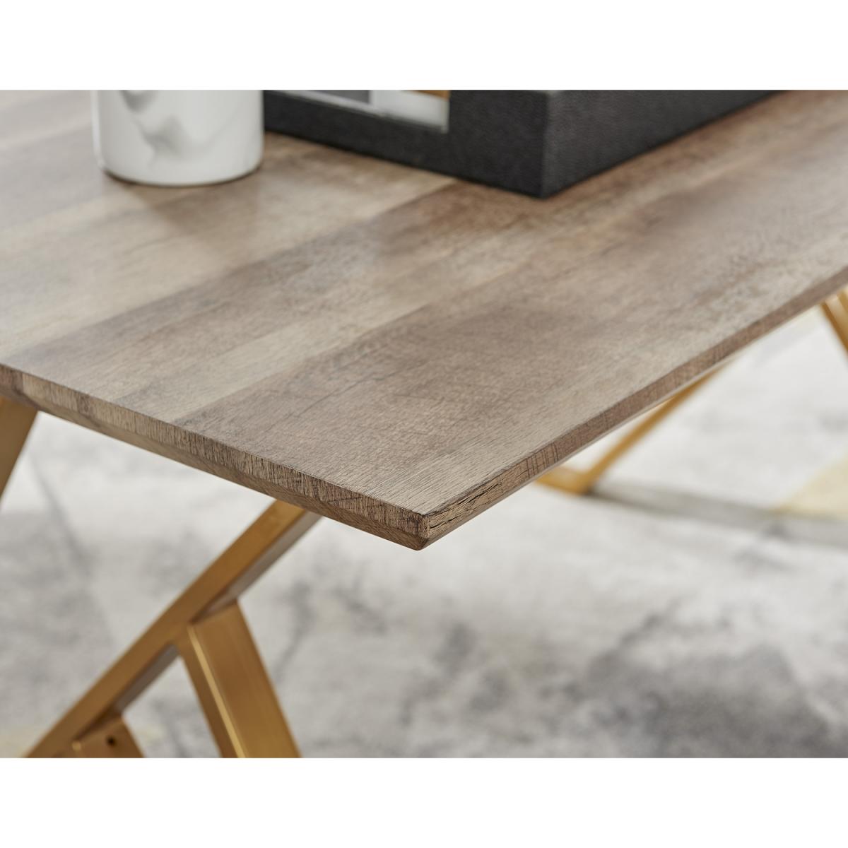 Taranto Oak Effect Dining Table and 6 Pesaro Gold Leg Chairs - Cream – image 3
