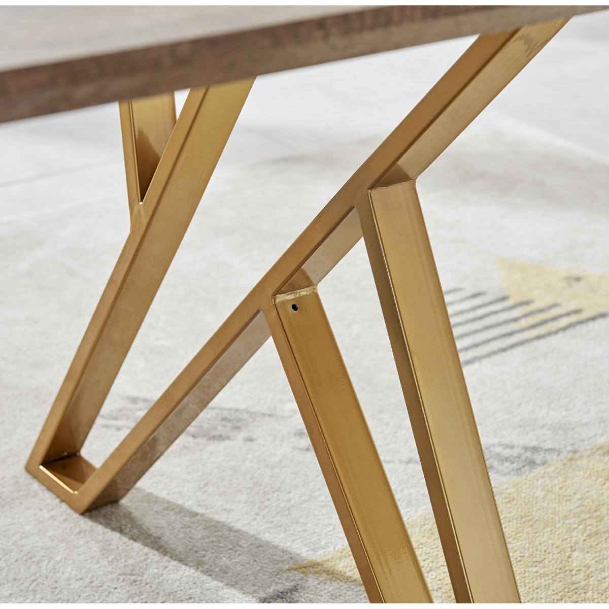 Taranto Oak Effect Dining Table and 6 Pesaro Gold Leg Chairs - Cream – image 4