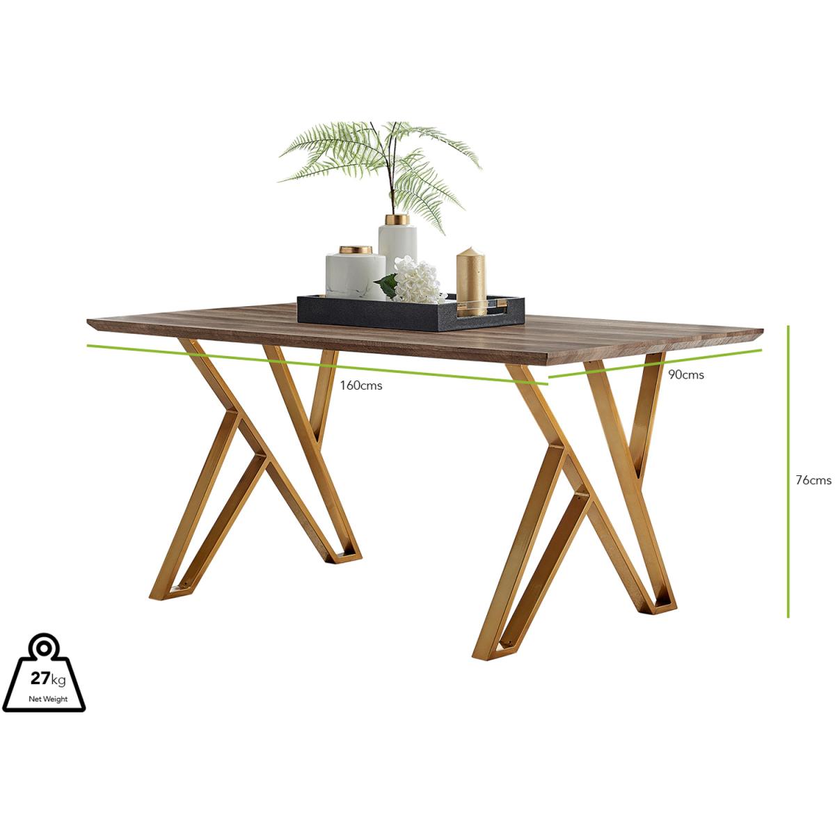 Taranto Oak Effect Dining Table and 6 Pesaro Gold Leg Chairs - Cream – image 6