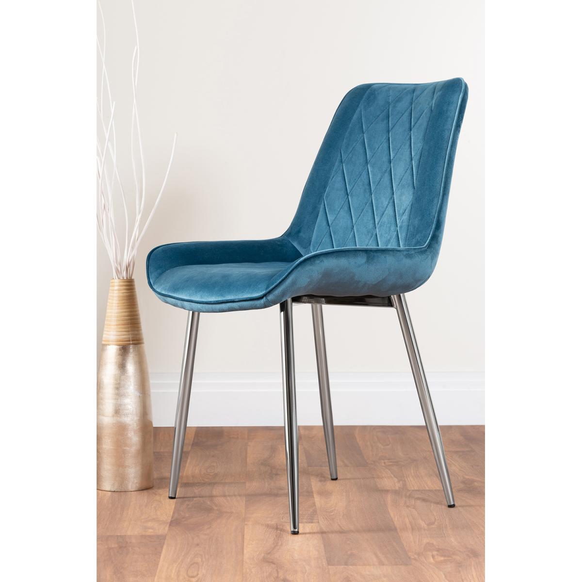 Selina Round Dining Table with Two Pesaro Silver Leg Chairs - Navy – image 2