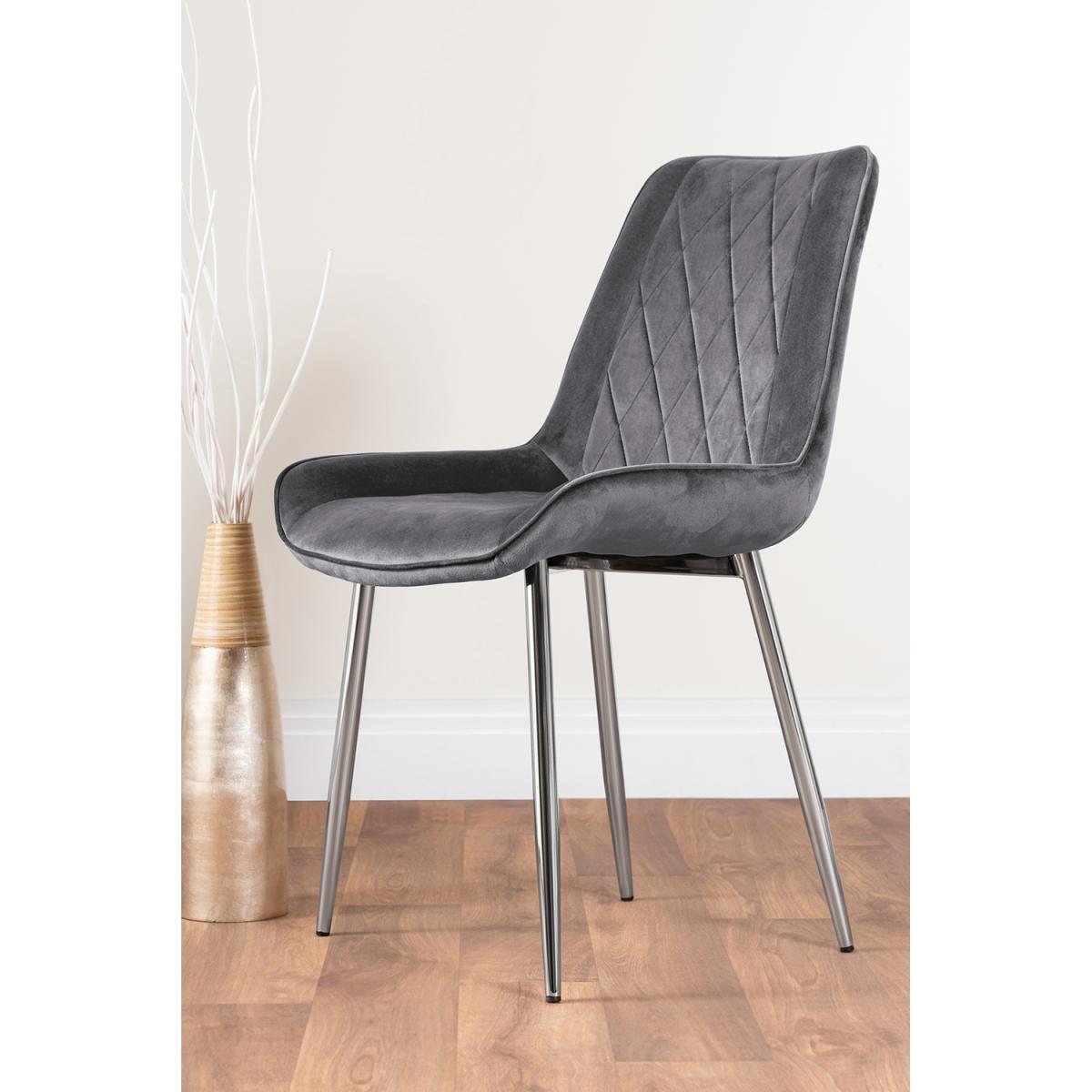 Selina Round Dining Table with Two Pesaro Silver Leg Chairs - Navy – image 18