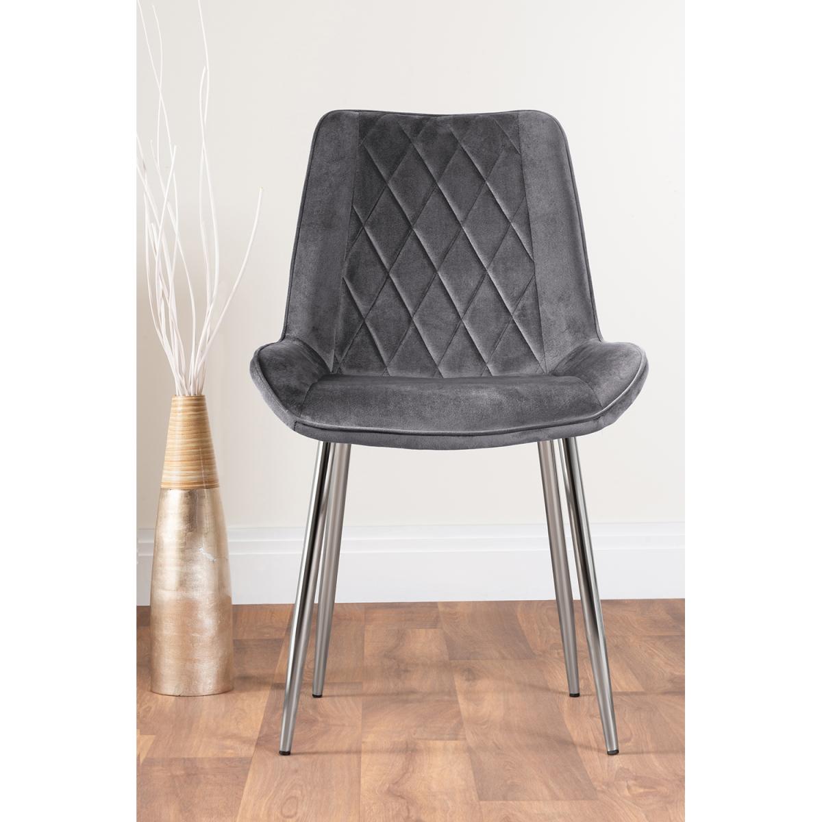 Selina Round Dining Table with Two Pesaro Silver Leg Chairs - Navy – image 19