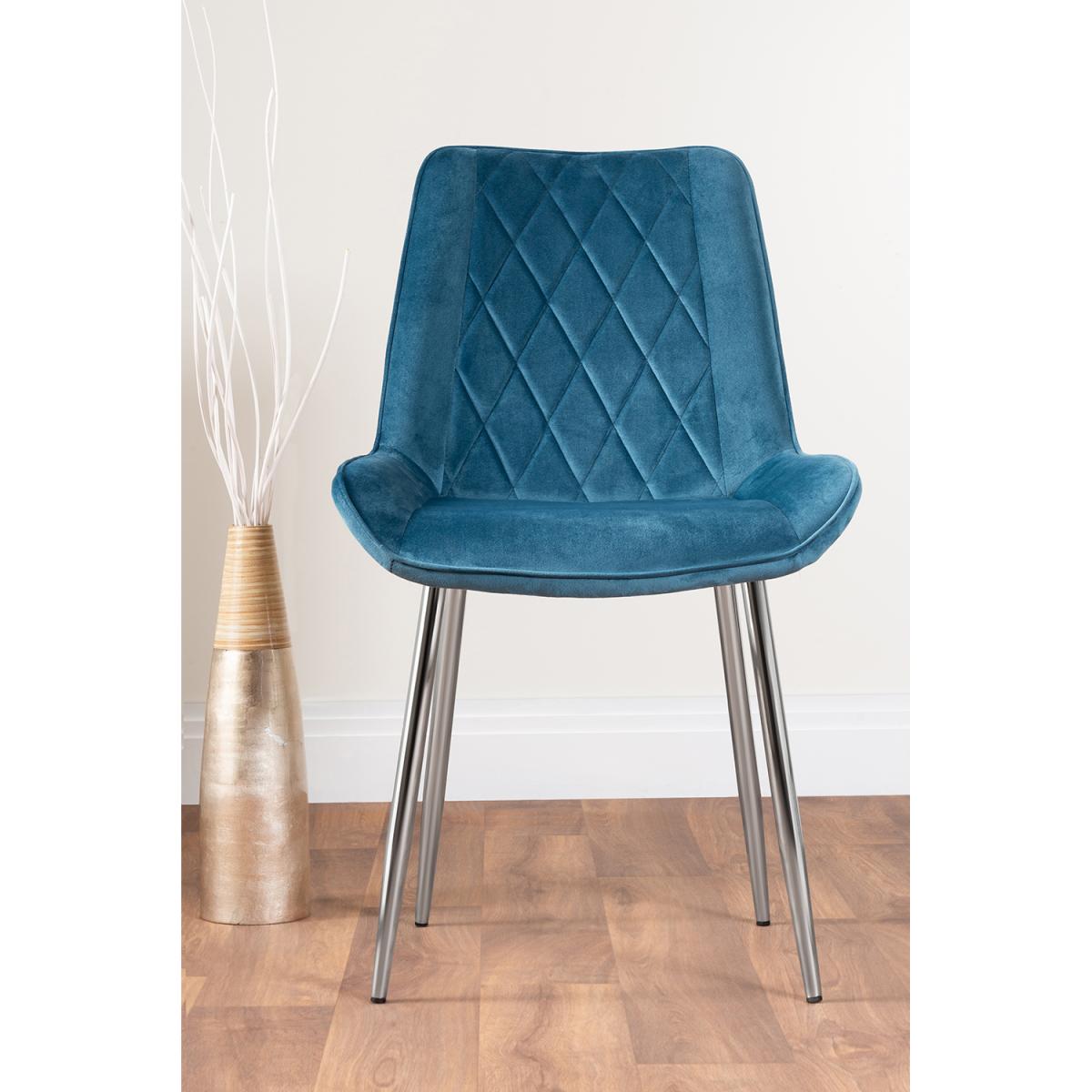 Selina Round Dining Table with Two Pesaro Silver Leg Chairs - Navy – image 3