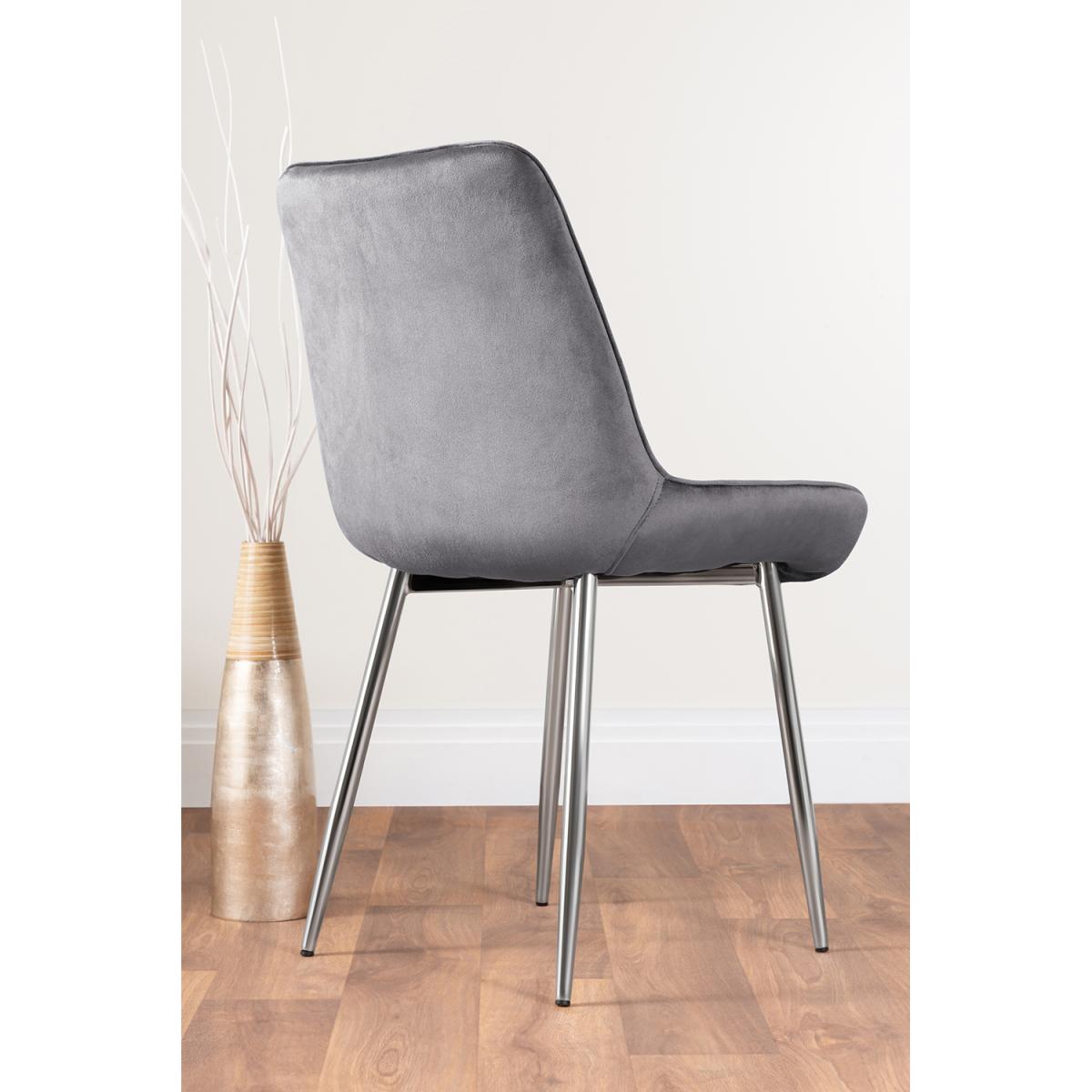Selina Round Dining Table with Two Pesaro Silver Leg Chairs - Navy – image 21
