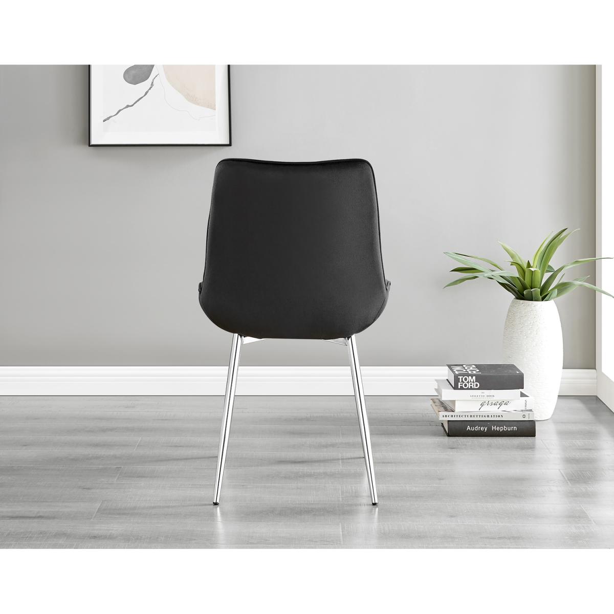 Selina Round Dining Table with Two Pesaro Silver Leg Chairs - Navy – image 26