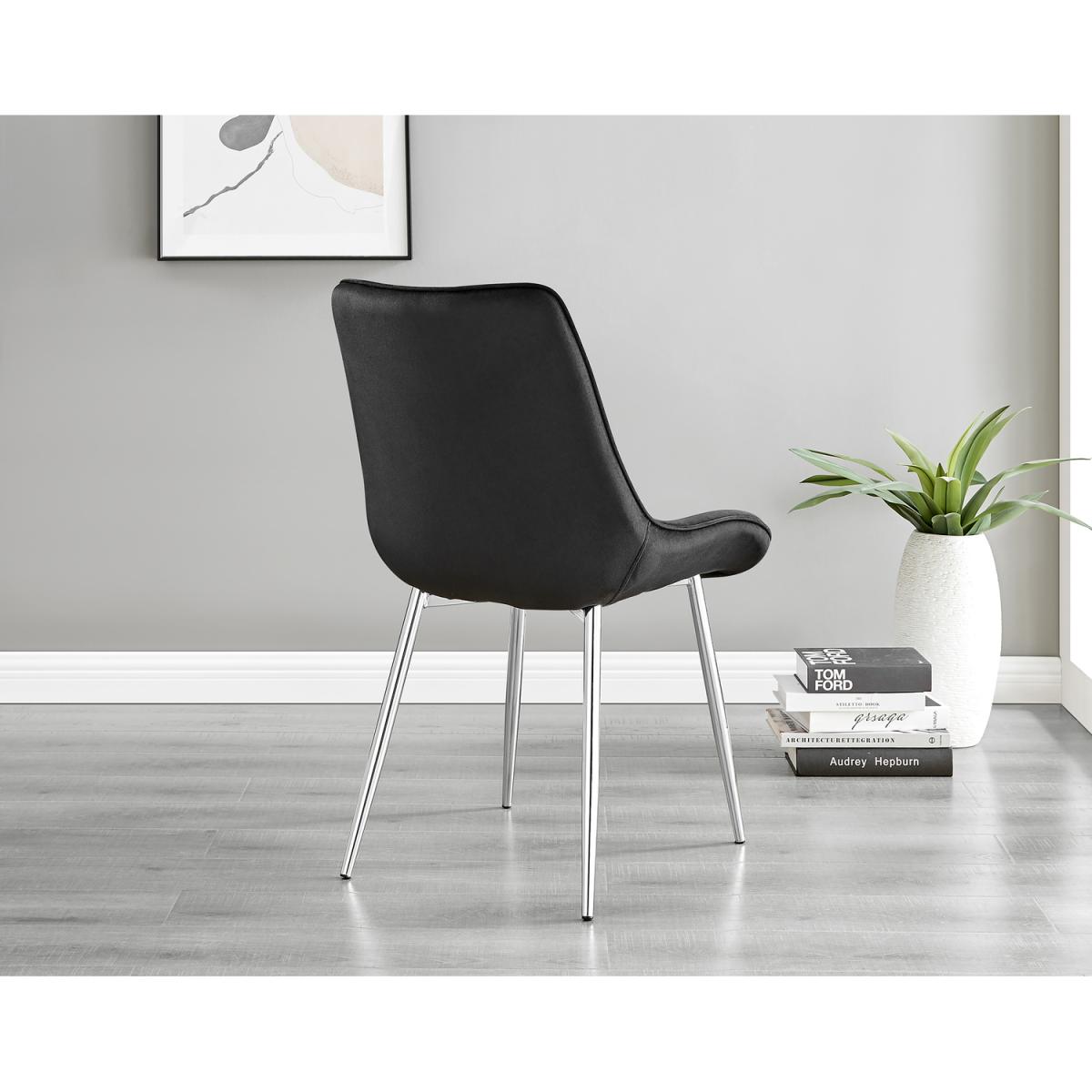 Selina Round Dining Table with Two Pesaro Silver Leg Chairs - Navy – image 27