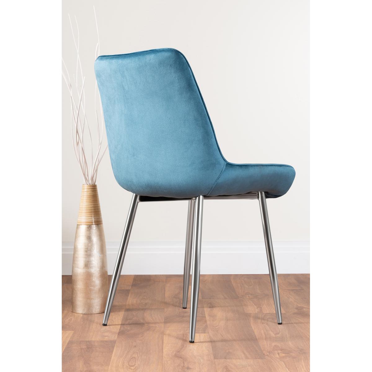 Selina Round Dining Table with Two Pesaro Silver Leg Chairs - Navy – image 4