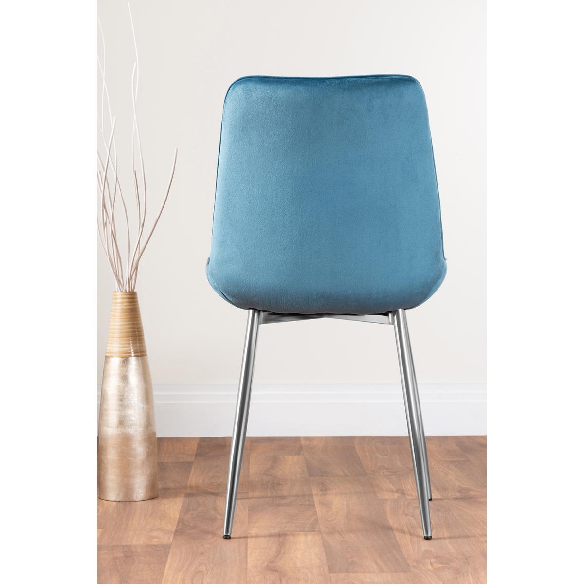 Selina Round Dining Table with Two Pesaro Silver Leg Chairs - Navy – image 6