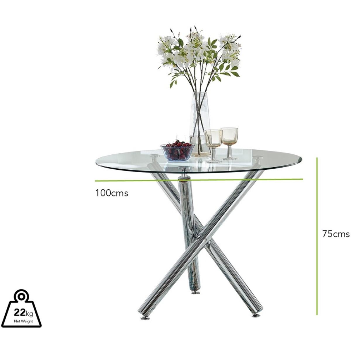 Selina Round Dining Table with Two Pesaro Silver Leg Chairs - Navy – image 10