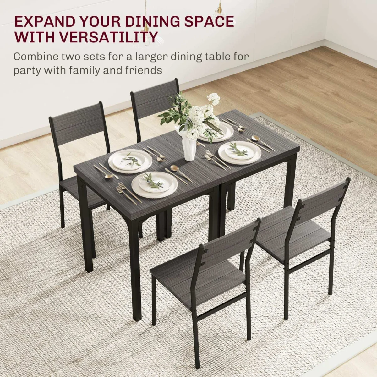 Bani Grey Wood Grain 3-Piece Compact Dining Set – image 2