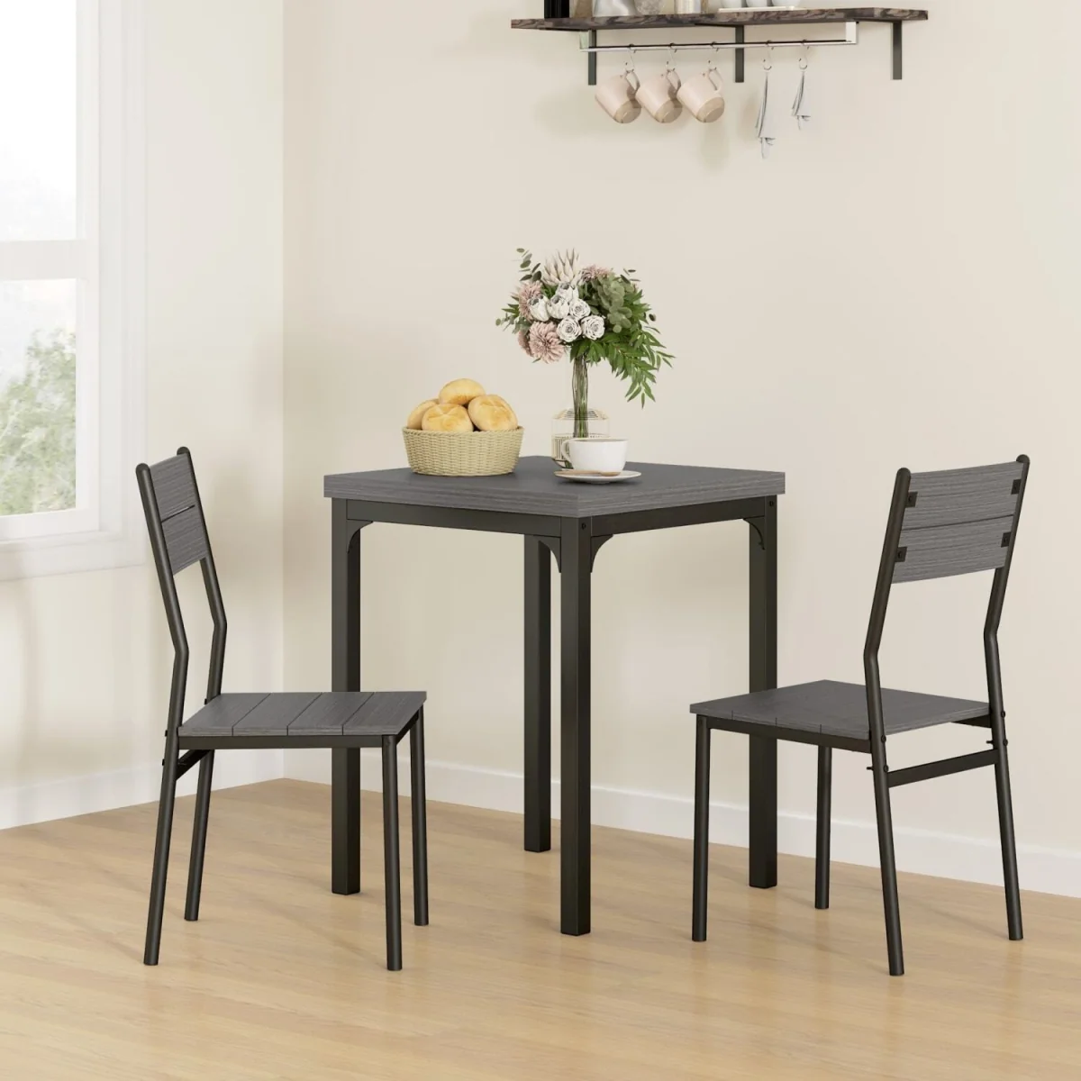 Bani Grey Wood Grain 3-Piece Compact Dining Set – image 4