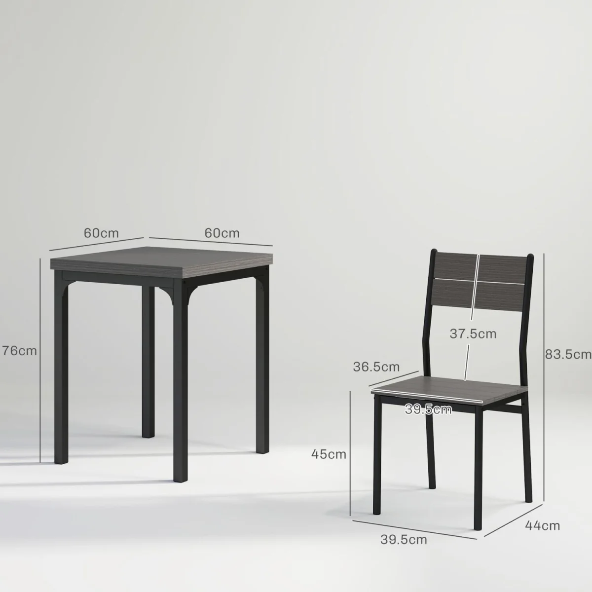 Bani Grey Wood Grain 3-Piece Compact Dining Set – image 5