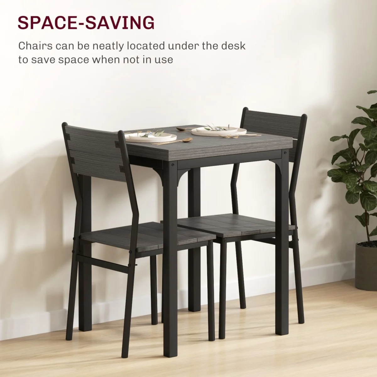Bani Grey Wood Grain 3-Piece Compact Dining Set – image 6
