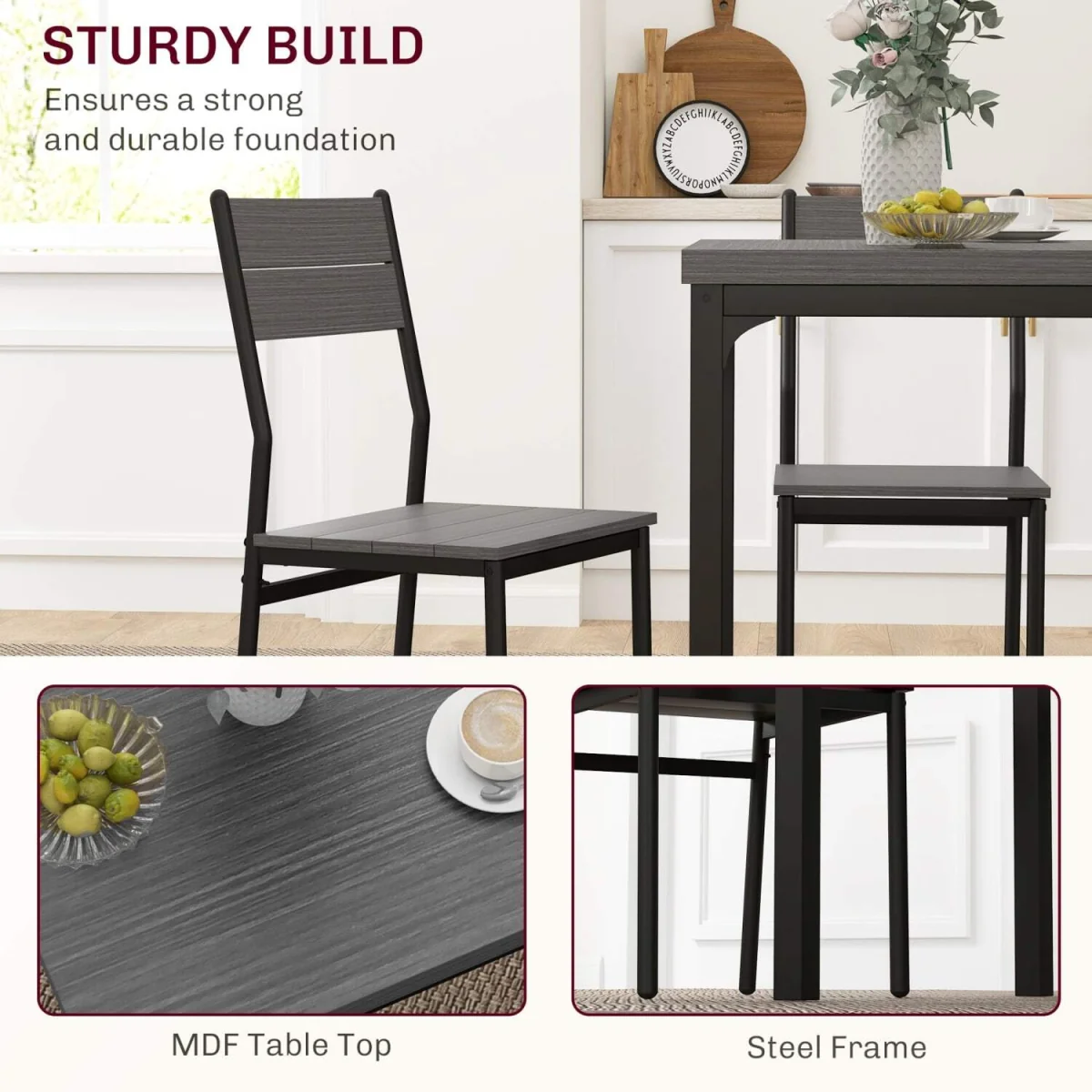 Bani Grey Wood Grain 3-Piece Compact Dining Set – image 7