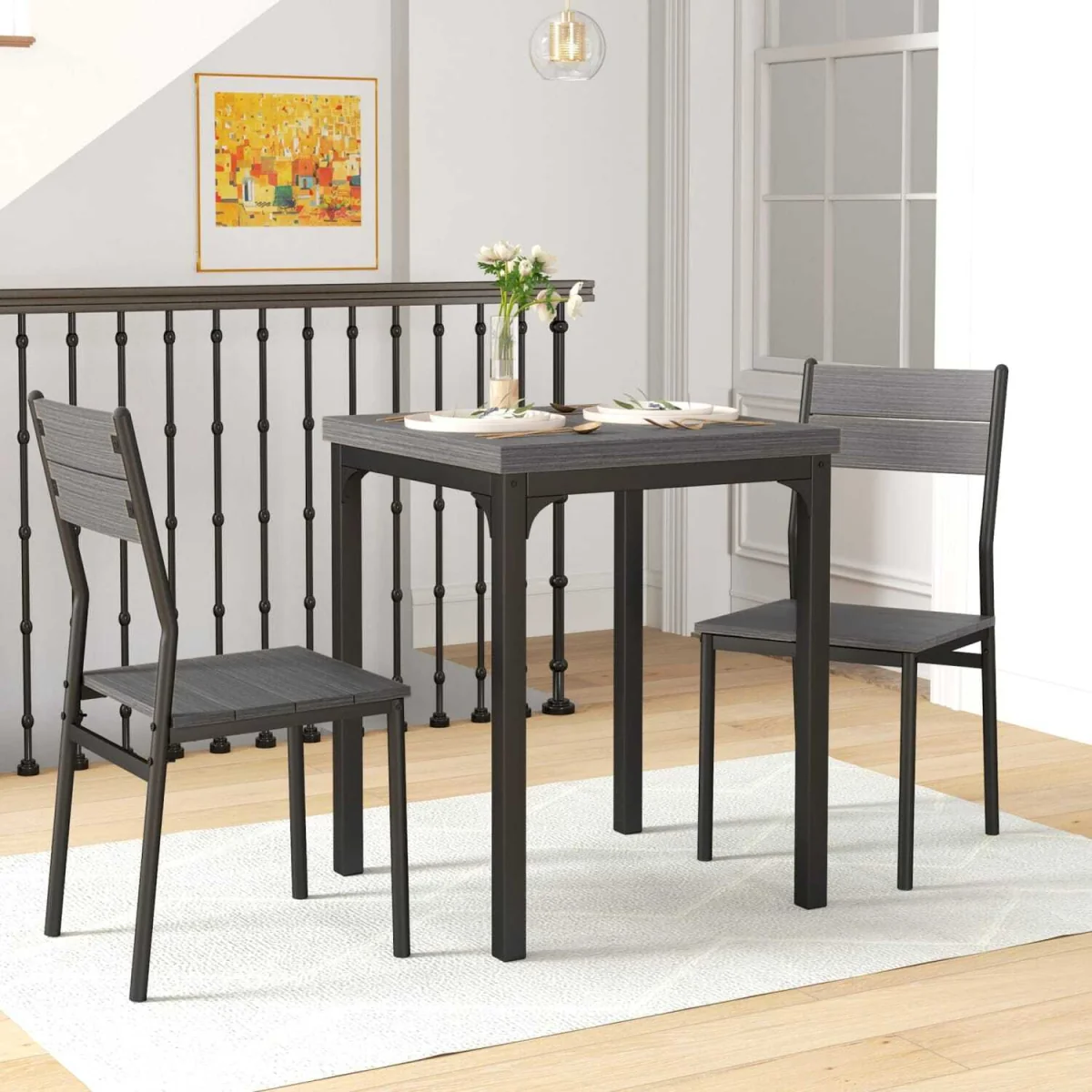 Bani Grey Wood Grain 3-Piece Compact Dining Set – image 9